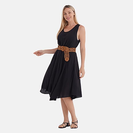 The Showstopper - - Maisi Sleeveless Umbrella Dress with Belt (Onesize) - Black