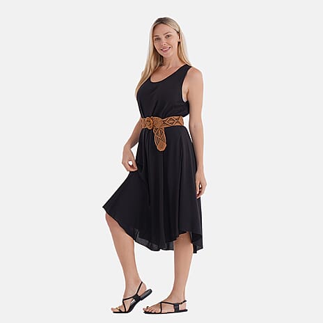 The Showstopper - - Maisi Sleeveless Umbrella Dress with Belt (Onesize) - Black