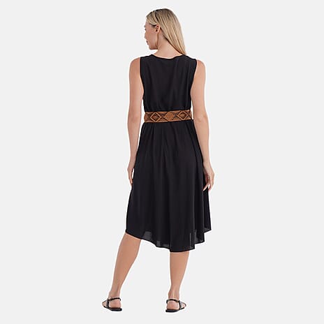 The Showstopper - - Maisi Sleeveless Umbrella Dress with Belt (Onesize) - Black