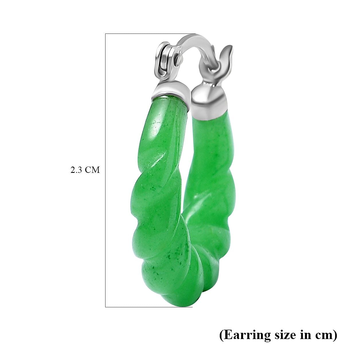 2 Piece Set - Enhanced Green Jade Stone Bracelet (Size 7 Stretchable) with Clasp & Earring in Rhodium Overlay Sterling Silver 105.00 Ct. 2 Piece Set - Enhanced Green Jade Stone Bracelet (Size 7 Stretchable) with Clasp & Earring in Rhodium Overlay Sterling Silver 105.00 Ct.