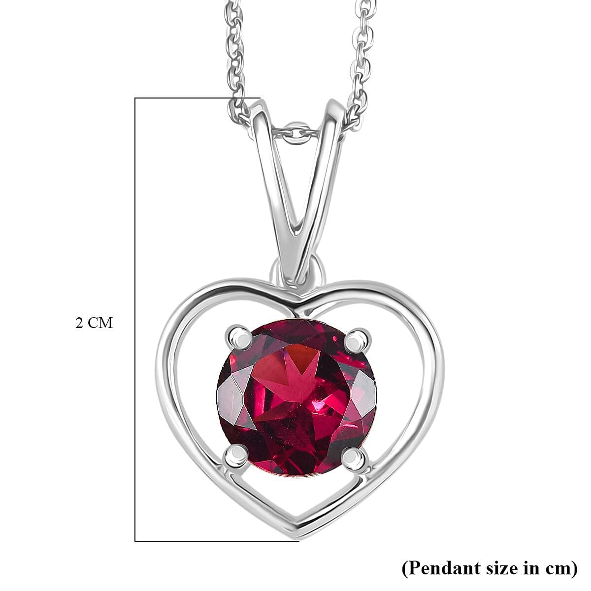 D'Joy Rhodolite Garnet Pendant with Chain (Size 18) in Rhodium Overlay Sterling Silver 1.50 Ct.