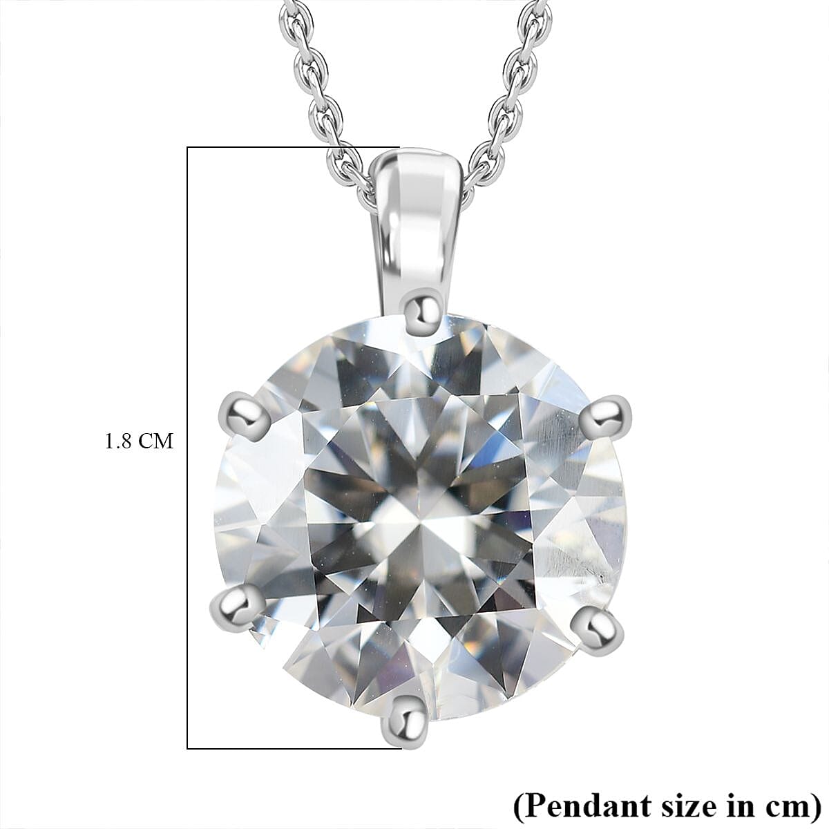 Swarovski Zirconia Pendant with Chain (Size 20) in Rhodium Overlay Sterling Silver 12.10 Ct. Swarovski Zirconia Pendant with Chain (Size 20) in Rhodium Overlay Sterling Silver 12.10 Ct.