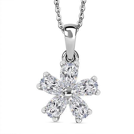 Swarovski Zirconia Pendant with Chain (Size 20) in Rhodium Overlay Sterling Silver 1.50 Ct. Swarovski Zirconia Pendant with Chain (Size 20) in Rhodium Overlay Sterling Silver 1.50 Ct.