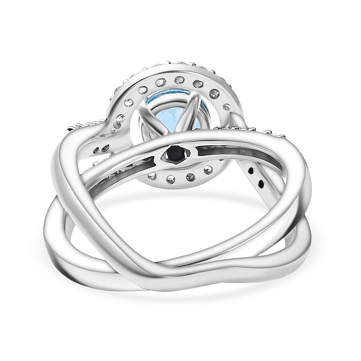 GP Royal Art Deco Collection Set of 2 - Swiss Blue Topaz White Zirco & Blue Sapphire Stackable Ring in Sterling Silver 1.73 Ct. GP Royal Art Deco Collection Set of 2 - Swiss Blue Topaz White Zirco & Blue Sapphire Stackable Ring in Sterling Silver 1.73 Ct.