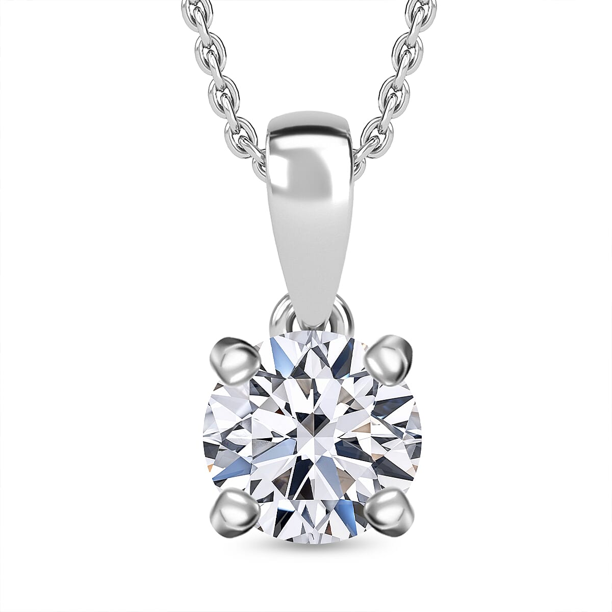 Luxuriant Diamond Lab Grown Diamond SI-G-H Pendant with Chain (Size 20) in Rhodium Overlay Sterling Silver 1.02 Ct.