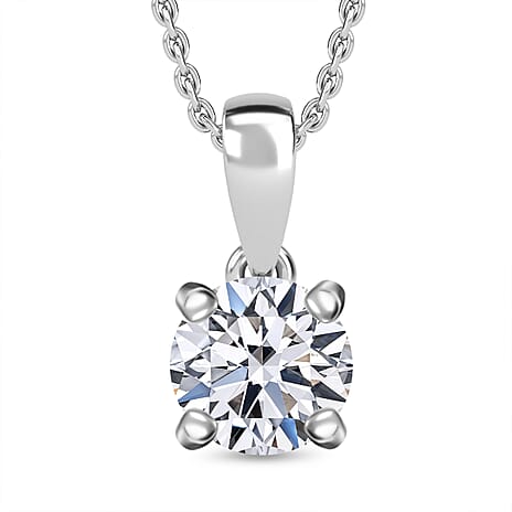 Luxuriant Diamond Lab Grown Diamond SI-G-H Pendant with Chain (Size 20) in Rhodium Overlay Sterling Silver 1.02 Ct.