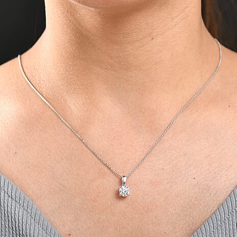 Luxuriant Diamond Lab Grown Diamond SI-G-H Pendant with Chain (Size 20) in Rhodium Overlay Sterling Silver 1.02 Ct.