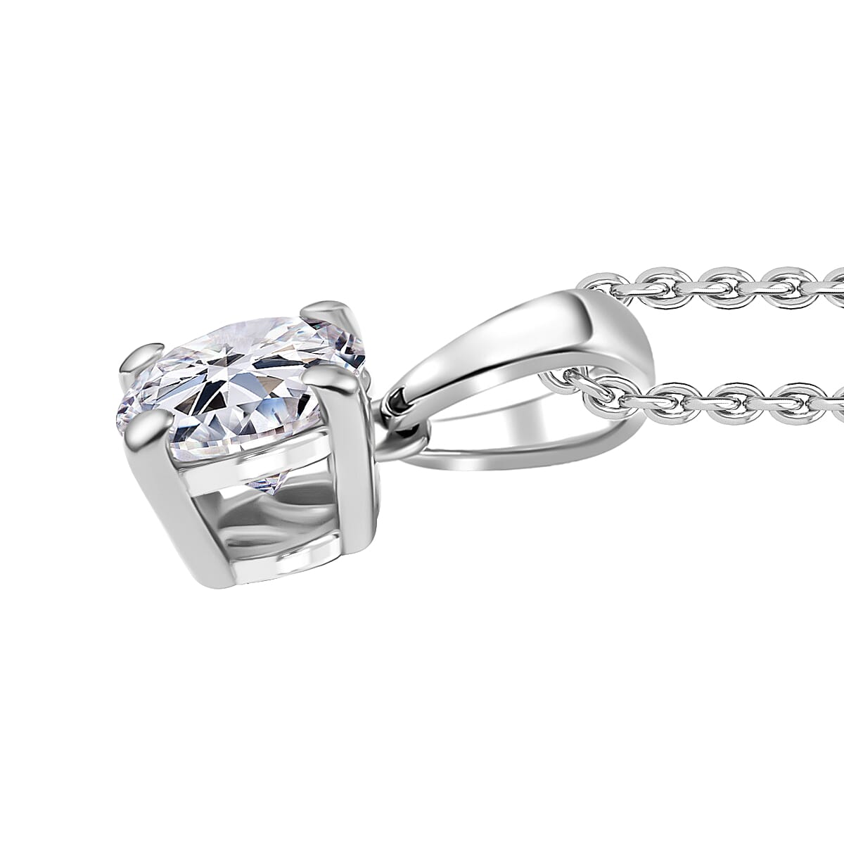 Luxuriant Diamond Lab Grown Diamond SI-G-H Pendant with Chain (Size 20) in Rhodium Overlay Sterling Silver 1.02 Ct.