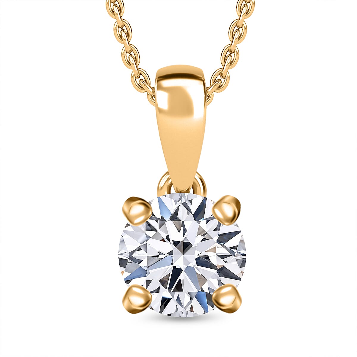 Luxuriant Diamond Lab Grown Diamond (SI-G-H) Pendant with Chain (Size 20) in 18K Vermeil Yellow Gold Plated Sterling Silver 1.02 Ct.