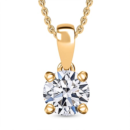 LUXURIANT Lab Grown Diamond (SI G/H) Pendant with Chain (Size 20) in 18K Vermeil Yellow Gold Plated Sterling Silver 1.02 Ct.