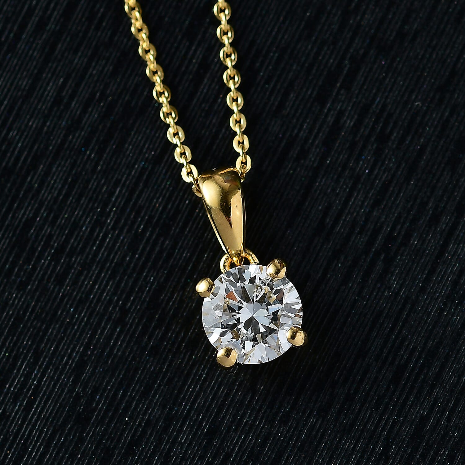Luxuriant Diamond Lab Grown Diamond (SI-G-H) Pendant with Chain (Size 20) in 18K Vermeil Yellow Gold Plated Sterling Silver 1.02 Ct.