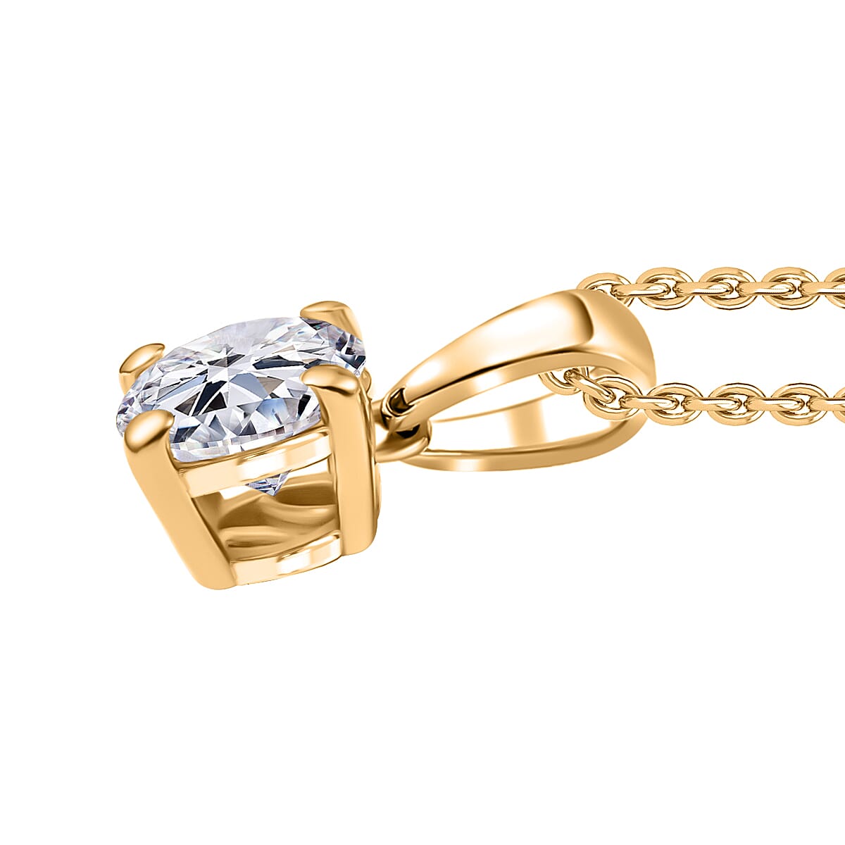 Luxuriant Diamond Lab Grown Diamond (SI-G-H) Pendant with Chain (Size 20) in 18K Vermeil Yellow Gold Plated Sterling Silver 1.02 Ct.