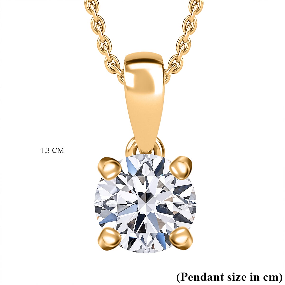 Luxuriant Diamond Lab Grown Diamond (SI-G-H) Pendant with Chain (Size 20) in 18K Vermeil Yellow Gold Plated Sterling Silver 1.02 Ct.