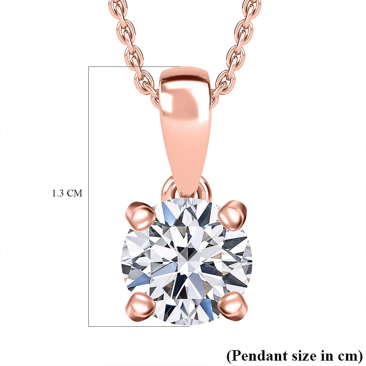 Luxuriant Diamond Lab Grown Diamond Pendant with Chain (Size 20) in 18K Vermeil Rose Gold Plated Sterling Silver 1.02 Ct.