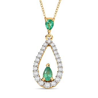 https://tjcuk.sirv.com/Products/43/7/4370280/Emerald-White-Zircon-Pendant-with-Chain-Size-20-in-18K-YG-Vermeil-Ster_4370280.jpg?w=342&h=342