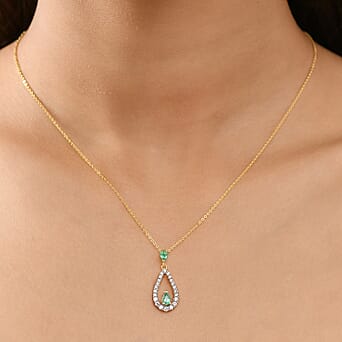 https://tjcuk.sirv.com/Products/43/7/4370280/Emerald-White-Zircon-Pendant-with-Chain-Size-20-in-18K-YG-Vermeil-Ster_4370280_1.jpg?w=342&h=342