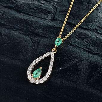 https://tjcuk.sirv.com/Products/43/7/4370280/Emerald-White-Zircon-Pendant-with-Chain-Size-20-in-18K-YG-Vermeil-Ster_4370280_2.jpg?w=342&h=342