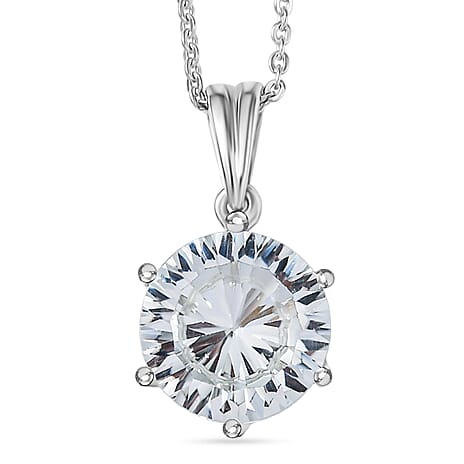 White Topaz Pendant with Chain (Size 20) in Rhodium Overlay Sterling Silver  4.600  Ct.