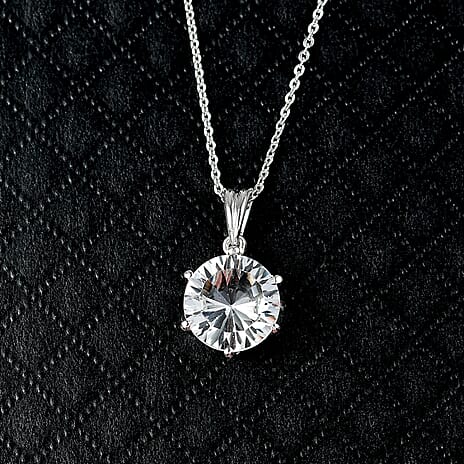 White Topaz Pendant with Chain (Size 20) in Rhodium Overlay Sterling Silver  4.600  Ct.
