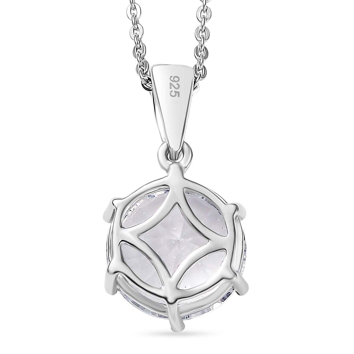 White Topaz Pendant with Chain (Size 20) in Rhodium Overlay Sterling Silver 4.60 Ct.
