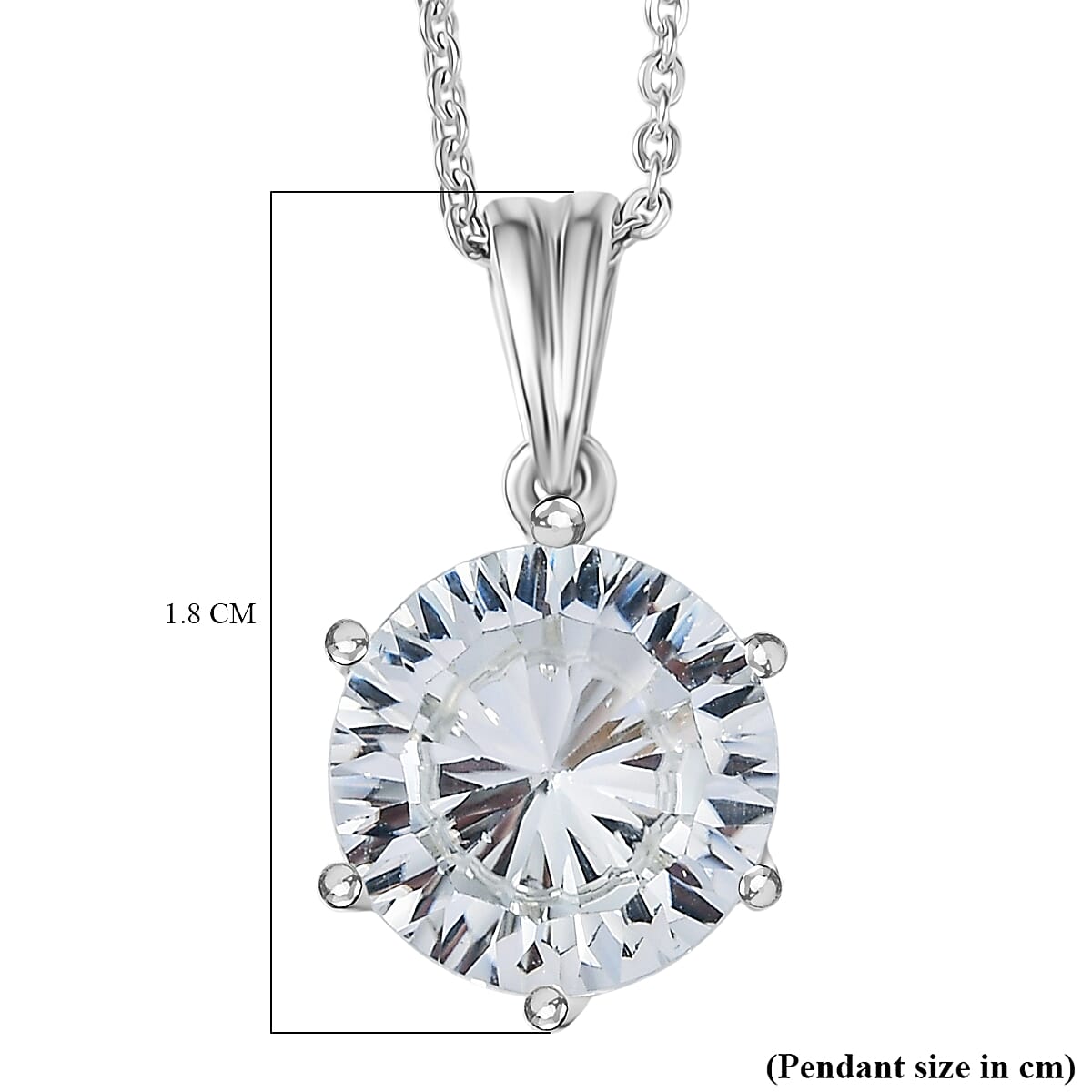 White Topaz Pendant with Chain (Size 20) in Rhodium Overlay Sterling Silver 4.60 Ct.