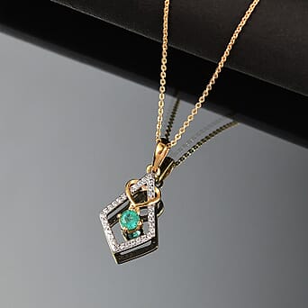 https://tjcuk.sirv.com/Products/43/7/4371842/Emerald-White-Zircon-Pendant-with-Chain-Size-20-in-18K-YG-Vermeil-Ster_4371842_2.jpg?w=342&h=342