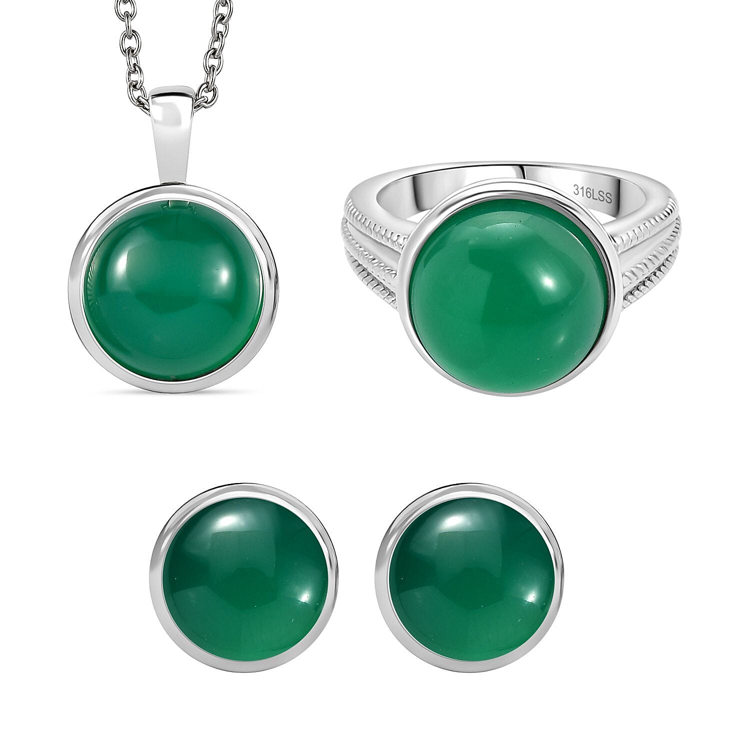 3 Piece Set - Earring, Ring and Pendant with Chain