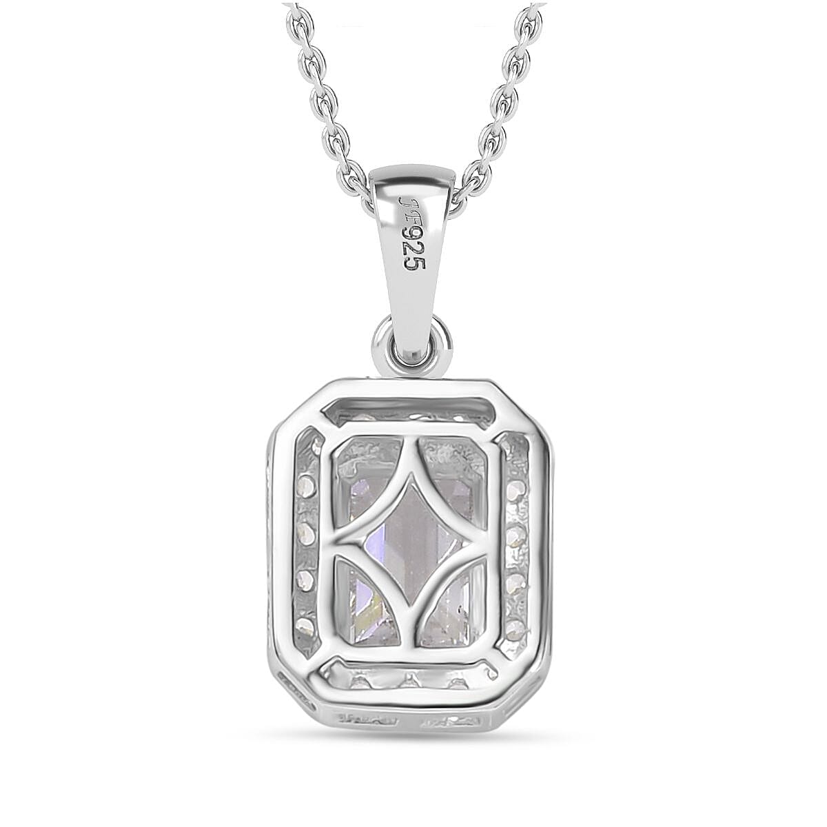 Swarovski Zirconia Pendant with Chain (Size 20) in Rhodium Overlay Sterling Silver 2.41 Ct.