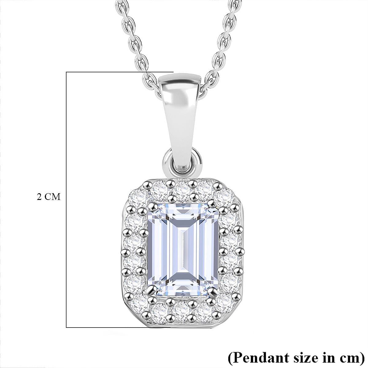 Swarovski Zirconia Pendant with Chain (Size 20) in Rhodium Overlay Sterling Silver 2.41 Ct.