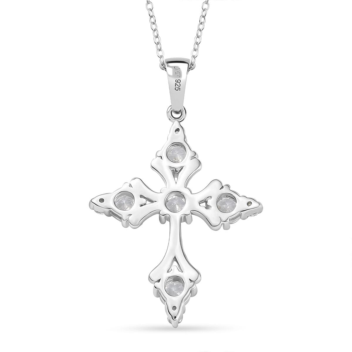 Swarovski Zirconia Pendant with Chain (Size 20) in Rhodium Overlay Sterling Silver 2.68 Ct. Swarovski Zirconia Pendant with Chain (Size 20) in Rhodium Overlay Sterling Silver 2.68 Ct.