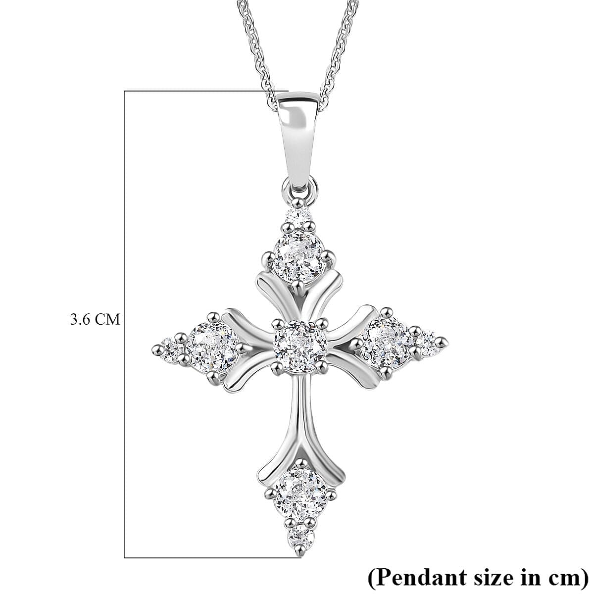Swarovski Zirconia Pendant with Chain (Size 20) in Rhodium Overlay Sterling Silver 2.68 Ct. Swarovski Zirconia Pendant with Chain (Size 20) in Rhodium Overlay Sterling Silver 2.68 Ct.