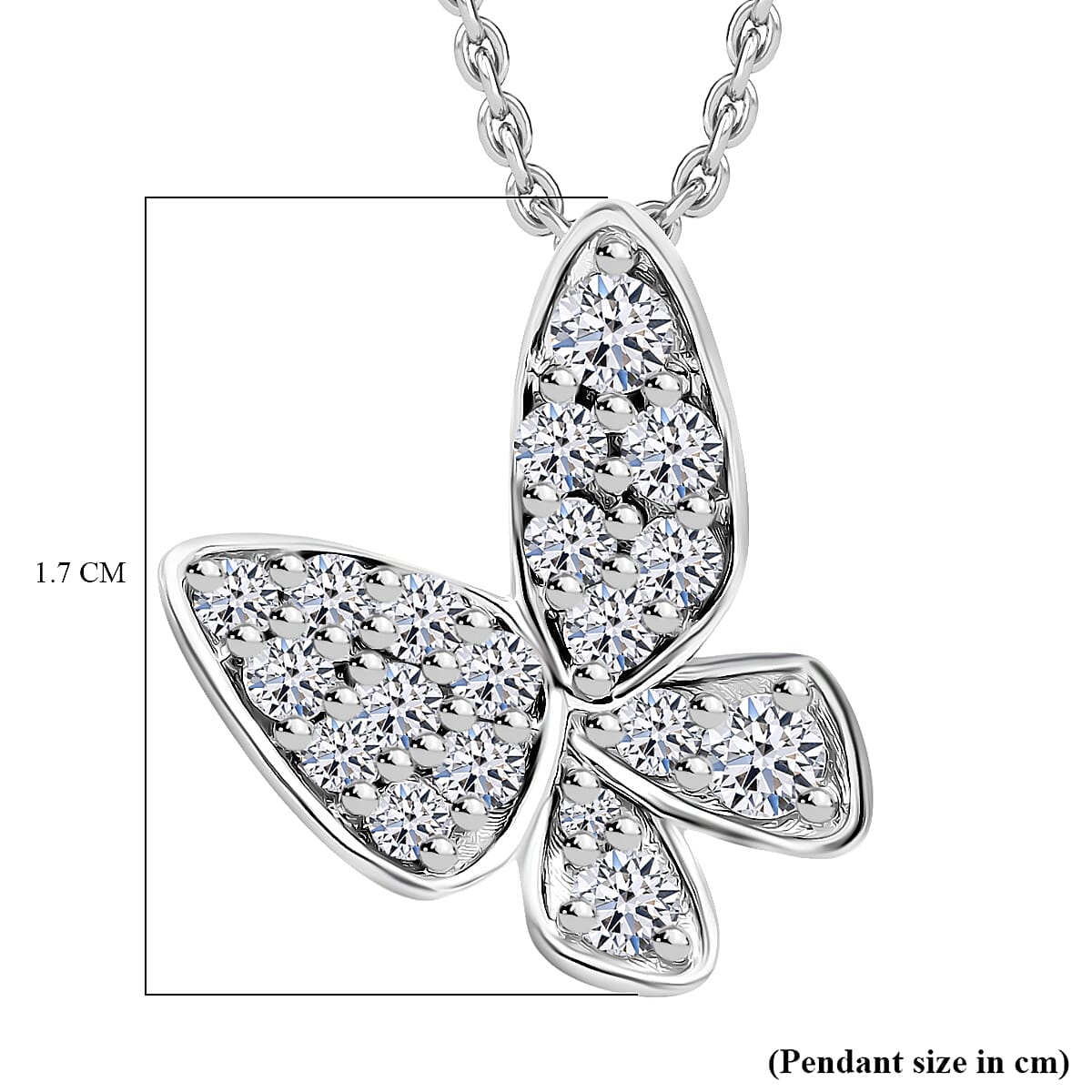 Luxuriant Diamond Lab Grown Diamond (SI-GH) Butterfly Pendant with Chain (Size 18-20) in Rhodium Overlay Sterling Silver 0.50 Ct. Luxuriant Diamond Lab Grown Diamond (SI-GH) Butterfly Pendant with Chain (Size 18-20) in Rhodium Overlay Sterling Silver 0.50 Ct.