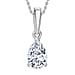 LUXURIANT Pear Cut Lab Grown Diamond Pendant with Chain (Size 18/20) in Rhodium Overlay Sterling Silver