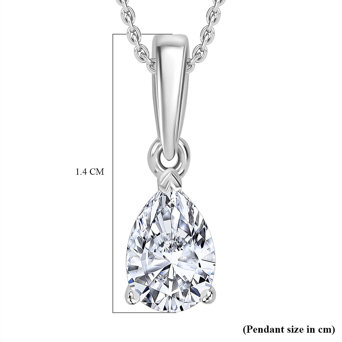 Luxuriant Diamond Pear Cut Lab Grown Diamond Pendant with Chain (Size 18-20) in Rhodium Overlay Sterling Silver Luxuriant Diamond Pear Cut Lab Grown Diamond Pendant with Chain (Size 18-20) in Rhodium Overlay Sterling Silver