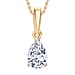 LUXURIANT Pear Cut Lab Grown Diamond Pendant with Chain (Size 18/20) in Rhodium Overlay Sterling Silver