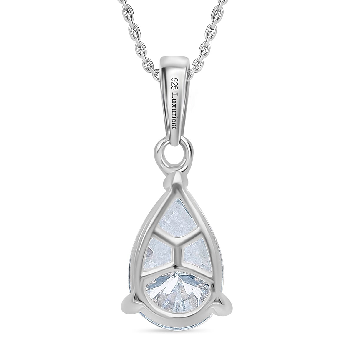 Luxuriant Diamond Set of 2 - Pear Cut Lab Grown Diamond Pendant with Chain (Size 18-20) in Rhodium Overlay Sterling Silver 1.00 Ct.