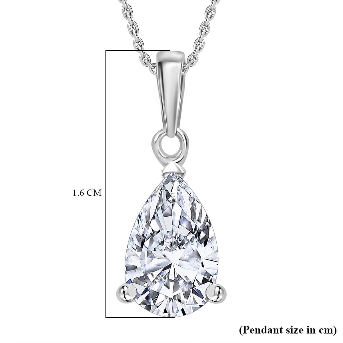 Luxuriant Diamond Set of 2 - Pear Cut Lab Grown Diamond Pendant with Chain (Size 18-20) in Rhodium Overlay Sterling Silver 1.00 Ct.