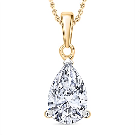LUXURIANT Pear Cut Lab Grown Diamond Pendant with Chain (Size 18/20) in Vermeil Yellow Gold Plated Sterling Silver 1 Ct. LUXURIANT Pear Cut Lab Grown Diamond Pendant with Chain (Size 18/20) in Vermeil Yellow Gold Plated Sterling Silver 1 Ct.