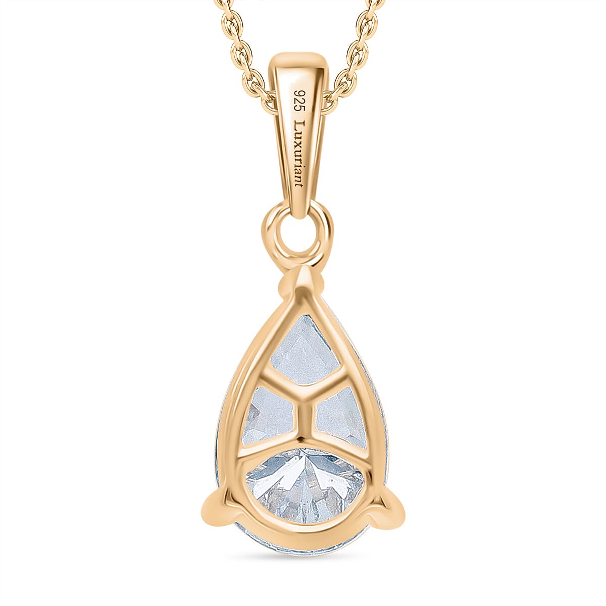Luxuriant Diamond Pear Cut Lab Grown Diamond Pendant with Chain (Size 18-20) in Vermeil Yellow Gold Plated Sterling Silver 1.00 Ct.