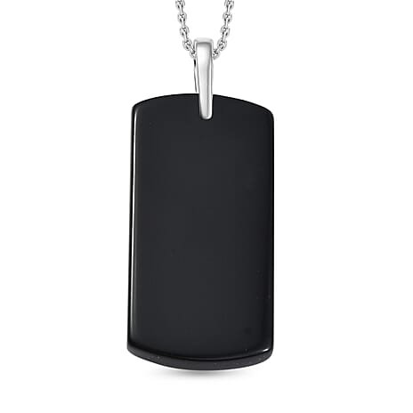 Black Onyx Pendant with Chain (Size 20) 43.68 Ct.