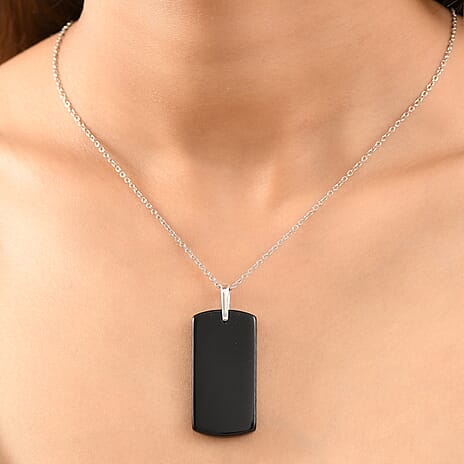 Black Onyx Pendant with Chain (Size 20) 43.68 Ct.