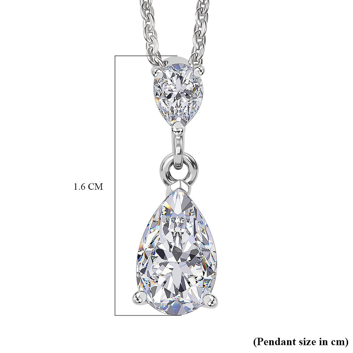Swarovski Zirconia Pendant with Chain (Size 20) in Rhodium Overlay Sterling Silver 1.51 Ct. Swarovski Zirconia Pendant with Chain (Size 20) in Rhodium Overlay Sterling Silver 1.51 Ct.