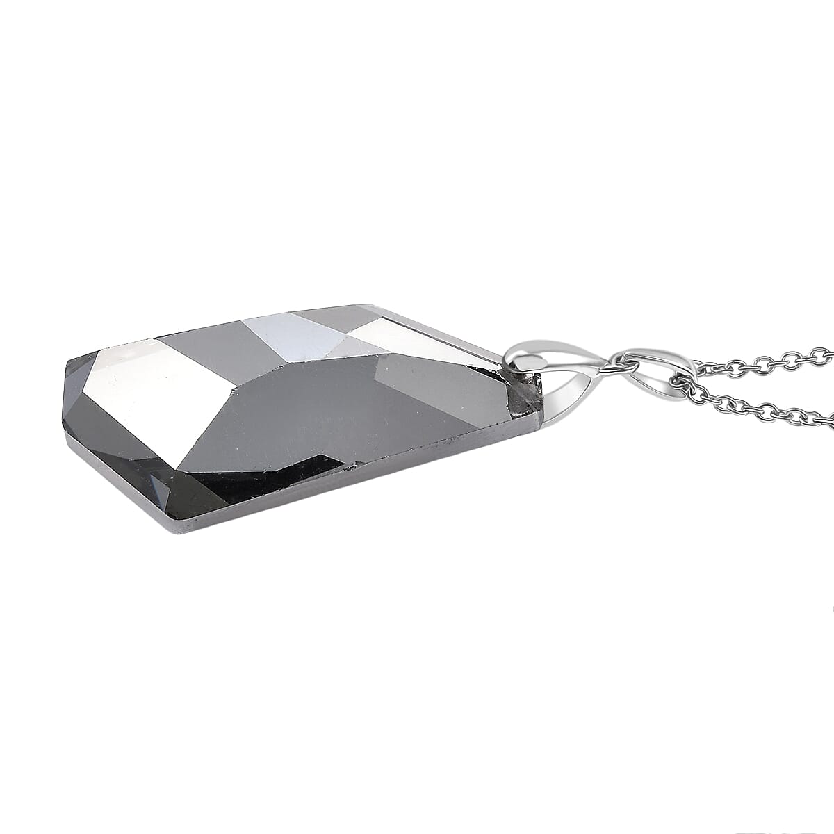 Silver Night Swarovski Crystal Pendant with Chain (Size 20) in Platinum Overlay Sterling Silver 43.87 Ct.
