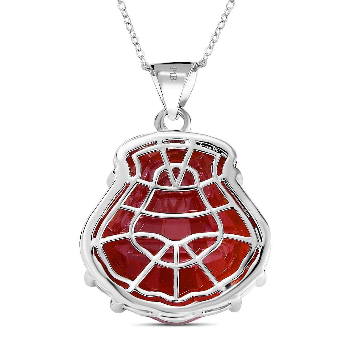 Closeout Deal - Red Magma Swarovski Crystal Pendant with Chain (Size 20) in Platinum Overlay 29.82 Ct. Closeout Deal - Red Magma Swarovski Crystal Pendant with Chain (Size 20) in Platinum Overlay 29.82 Ct.