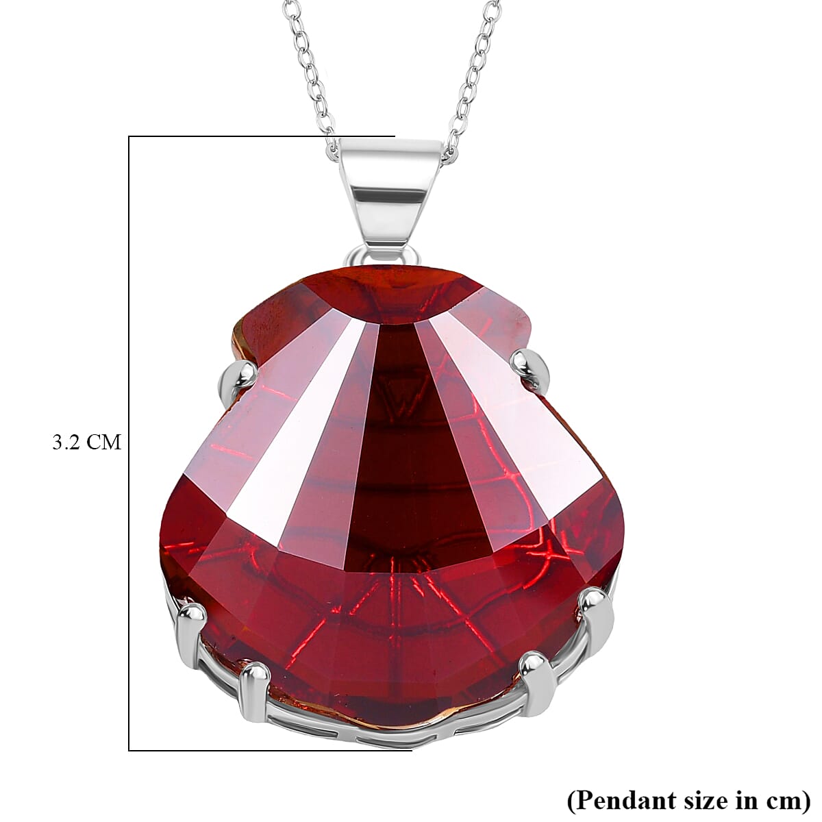 Closeout Deal - Red Magma Swarovski Crystal Pendant with Chain (Size 20) in Platinum Overlay 29.82 Ct. Closeout Deal - Red Magma Swarovski Crystal Pendant with Chain (Size 20) in Platinum Overlay 29.82 Ct.