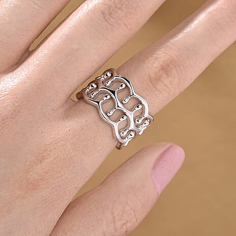 Lucy Q Drip Collection - Set of 3 - Ring in Rhodium Overlay Sterling Silver, Silver wt.7.80 Gms.