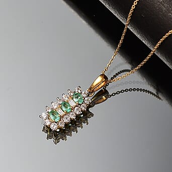 https://tjcuk.sirv.com/Products/43/7/4375313/Colombian-Emerald-White-Zircon-Pendant-with-Chain-Size-20-in-18K-YG-Ve_4375313_2.jpg?w=342&h=342