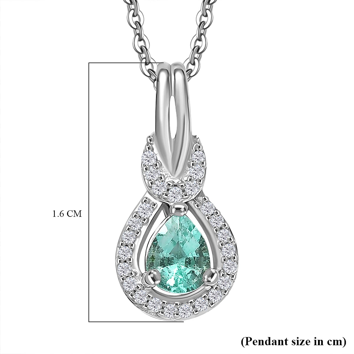 Colombian Emerald & White Zircon Pendant with Chain (Size 20) in Rhodium Overlay Sterling Silver Colombian Emerald & White Zircon Pendant with Chain (Size 20) in Rhodium Overlay Sterling Silver