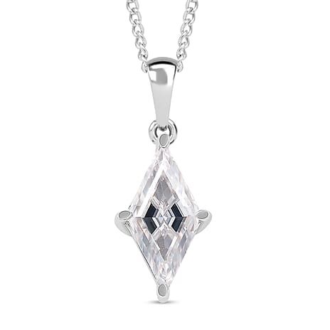 Moissanite Pendant with Chain (Size 18) in Rhodium Overlay Sterling Silver 2.40 Ct.