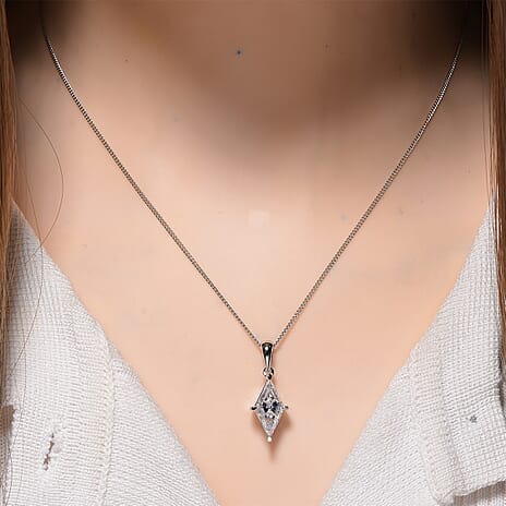 Moissanite Pendant with Chain (Size 18) in Rhodium Overlay Sterling Silver 2.40 Ct.